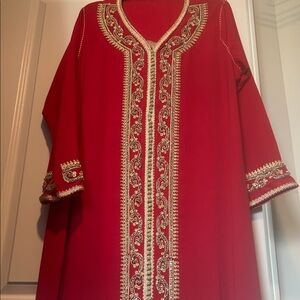 Red Embroidered Moroccan Caftan
